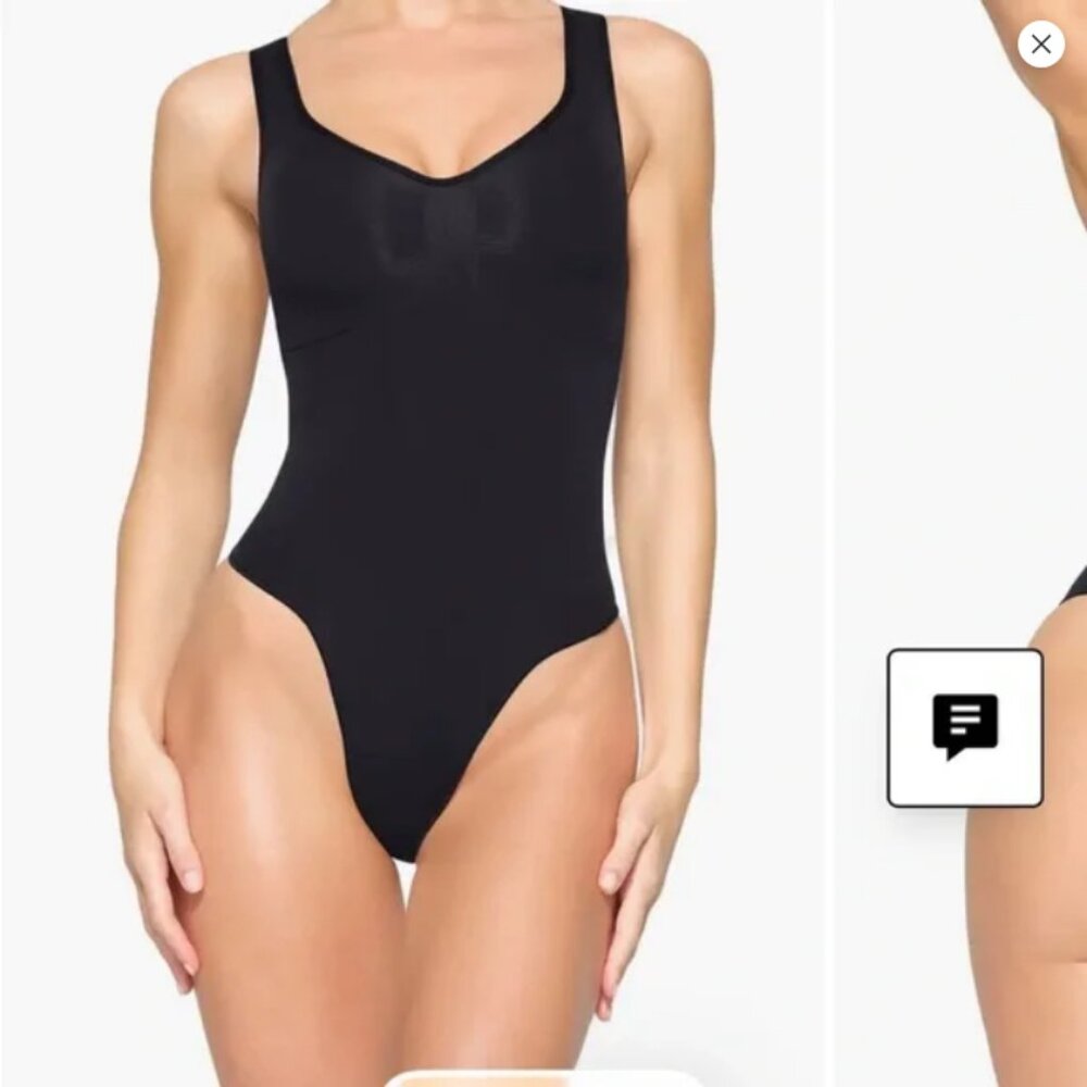SKIMS SEAMLESS SCULPT THONG BODYSUIT with Thick Straps